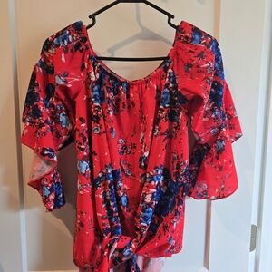 Floral Red Women's Top